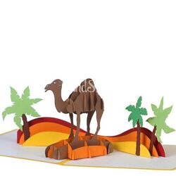 Дитяча листівка другові, хлопцеві верблюд пустеля
