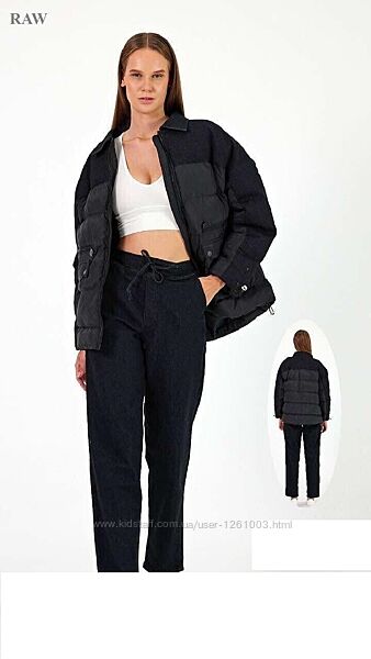  Прогулянковий джинсовий  костюм з  теплою курткою  жіночий RAW 