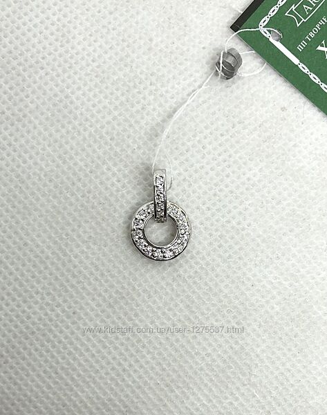 Новая родированая серебряная подвеска куб. цирконий серебро 925 пробы
