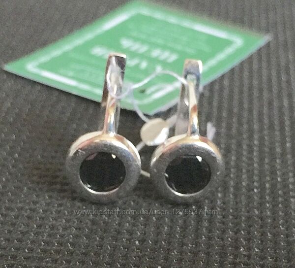 Новые родированые серебряные серьги куб. цирконий серебро 925 пробы