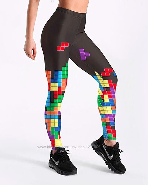 Лосины женские , повседневные /спортивные -Tetris Color -3D рисунок