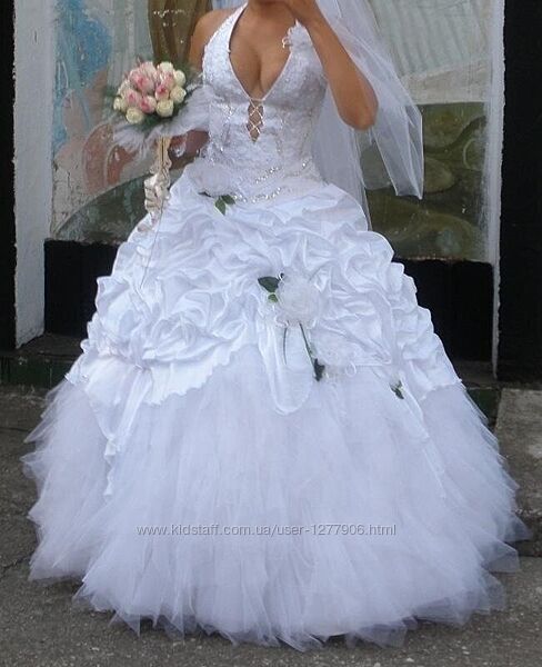 Свадебное платье, камни swarovski, декольте на корсете, для пышных форм 