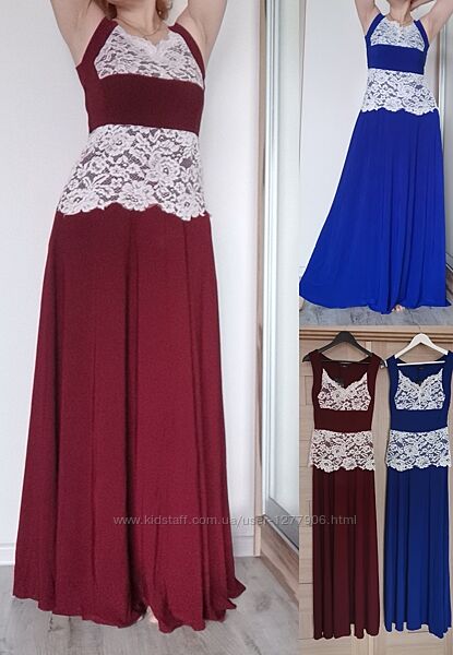 Нарядное эксклюзивное макси платье с ажурными вставками