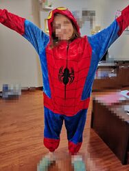 Детские пижамы комбинезон очень теплый, Человек паук