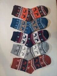 Носки тёплые шерстяные большой выбор женские Новогодние, олени