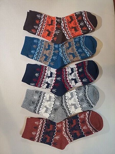 Носки тёплые шерстяные большой выбор женские Новогодние, олени