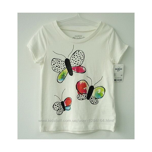Дитяча футболка дівчинці 3р 98см OshKosh/Детская футболка Бабочки девочке