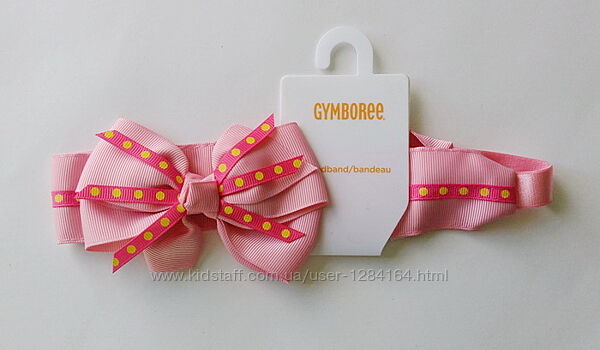 Рожевий обводок дитячий Gymboree 44см/Детский ободок девочке Бантик розовый