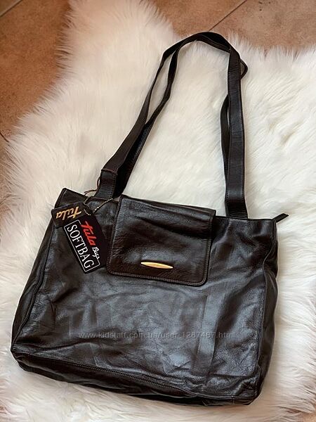 Новая кожаная качественная сумка от бренда tula в темно коричневом цвете 