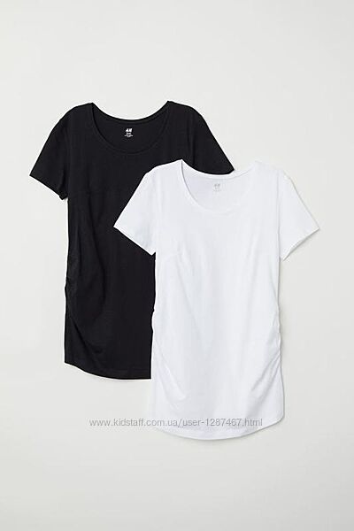 Базові футболки для вагітних у білому та чорному кольорі від бренду hm