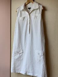Ідеальне лляне плаття без рукавів в білому кольорі від next 100 льон