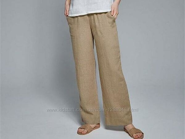 Летние льняные бежевые штаны широкие брюки палаццо 100 лен john lewis