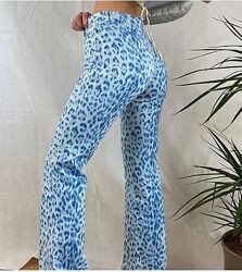 Брюки клеш леопардовый принт стрейч широкие штаны fashion sexy lounge