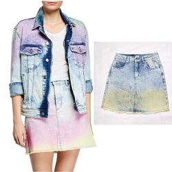 Джинсовая юбка необработанными краями эффект градиент river island
