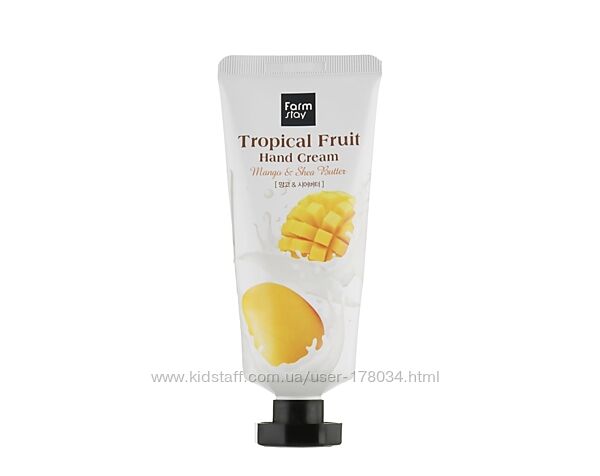 Крем для рук с манго и маслом ши farmstay tropical fruit hand cream mango
