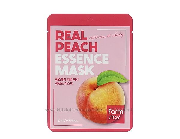 Маска тканевая для лица с экстрактом персика farmstay real peach essence 