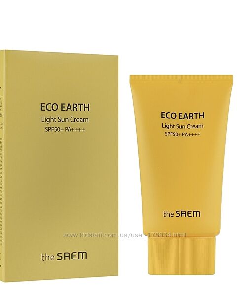 Легкий солнцезащитный крем The Saem Eco Earth Power Light Sun Cream SPF50 