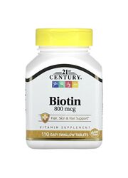 Биотин, 21st Century, 800 мкг, 110 таблеток
