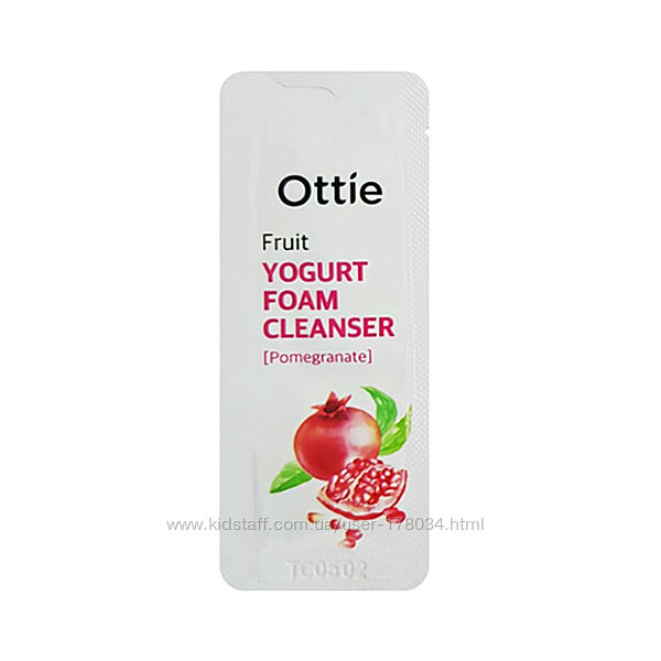 Очищающая пенка пробник Ottie Fruits Yogurt Foam Cleanser, 1 мл.