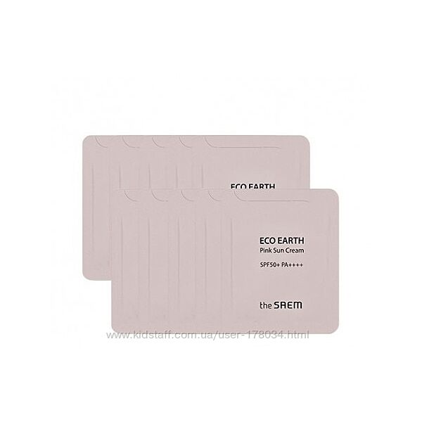 Солнцезащитный крем с каламином  пробник The Saem Eco Earth Power Pink Sun 