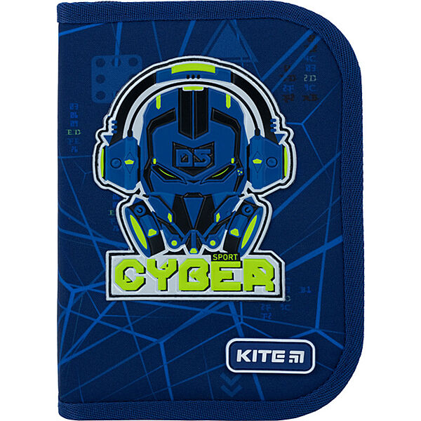 Пенал без наполнения Kite Cyber K22-622-8, 1 отделение, 2 отворота  206 г  20x14x3.7 см  синий