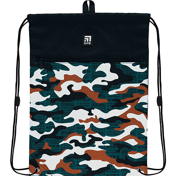Сумка для обуви с карманом Kite Education K22-601L-2  128 г  49x36 см  черный, принт