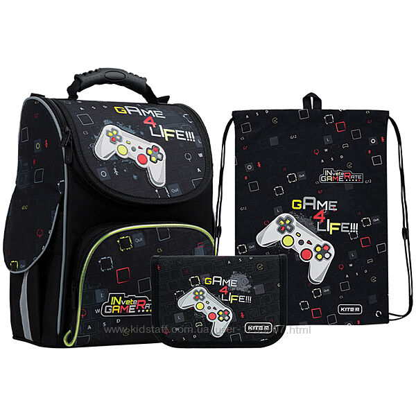 Школьный набор рюкзак  пенал  сумка Kite Game 4 Life K22-501S-8 LED