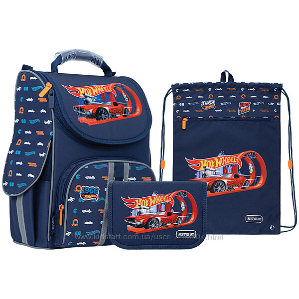 Школьный набор рюкзак  пенал  сумка Kite Hot Wheels HW22-501S