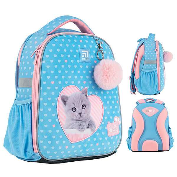 Рюкзак шкільний каркасний Kite Studio Pets SP24-555S-1 35x26x13 см 822 г блакитний