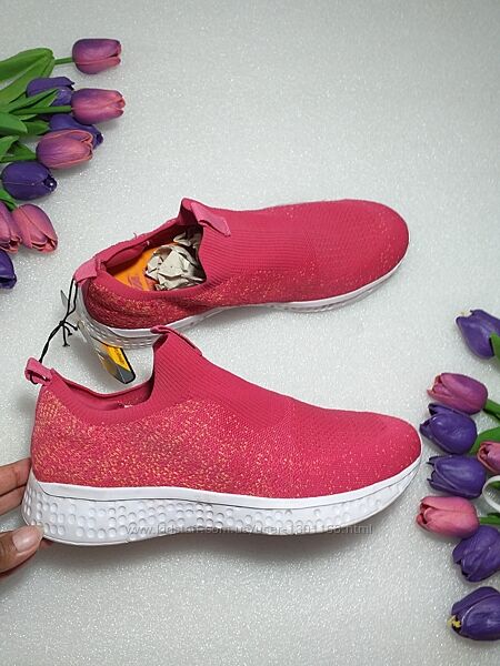 Рожеві кросівки  текстиль  на широку ніжку 