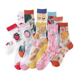 Капронові прозорі шкарпетки з крутим принтом