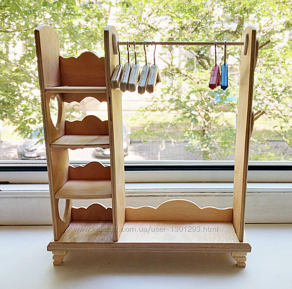 Кукольная мебель для Барби - вешалка с полочками