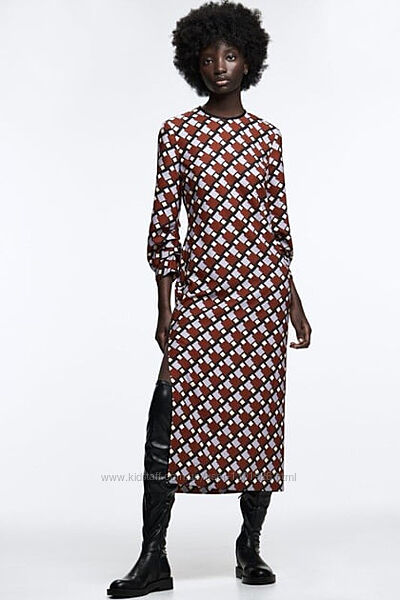 Плаття ZARA міді з геометричним принтом, розмір S, нове