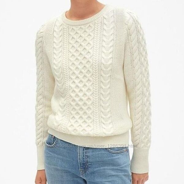 Свитер gap sweater крупной вязки с узорами белый