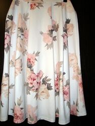 Юбка белая клеш -солнце принт цветы Primark