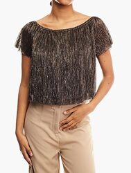 Нарядная блузка топ zara black & metallic detail blouse