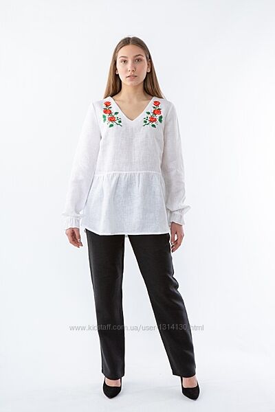 Українська блуза вишиванка з льону