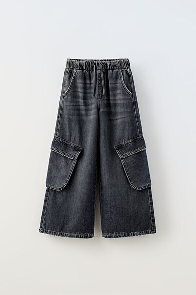 Джинсы карго Zara широкі джинси Zara штани карго штани з накладними кишеням
