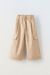 штаны Zara брюки Zara для девочки, штани карго, штани з накладними кишенями