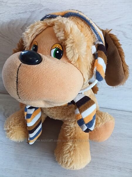 Мягкая игрушка сабака песель собакин в шапке с шарфом