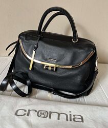 Женская черная сумка cromia италия оригинал кожа средний размер