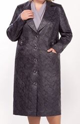Пальто новое кожаное демисезонное серого цвета 60 размер