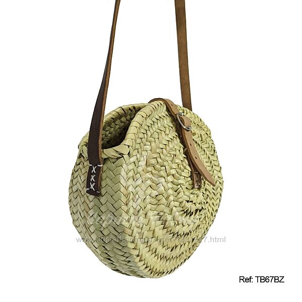 Кругла солом´яна сумка оздоблена шкірою&92ручна робота&92Італія