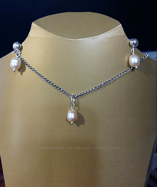 Новий набір перлів натуральний кулон сережки ланцюжок подарунок дівчині