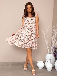 Продам новое летнее белое платье трапеция с цветочным принтом размер 42, S