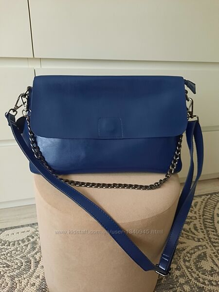 Стильна шкіряна сумка синя