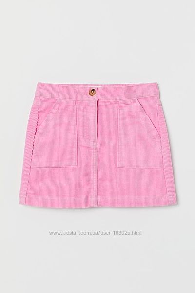 Вельветовая юбка розовая 7/8 лет h&m