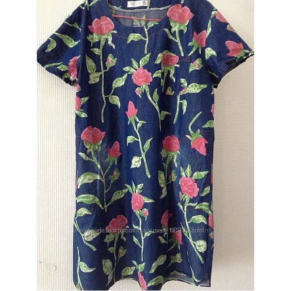 Хлопковое летнее платье, размер 48-50