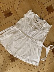 Легкая блуза льняная белая легкая, размер M рубашка тоненькая