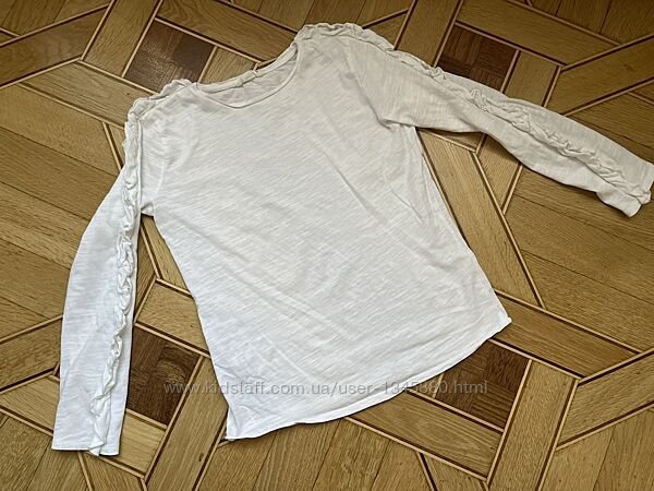 Реглан білий Zara рукава рюшь з рюшиками 9-10 років, 140 см